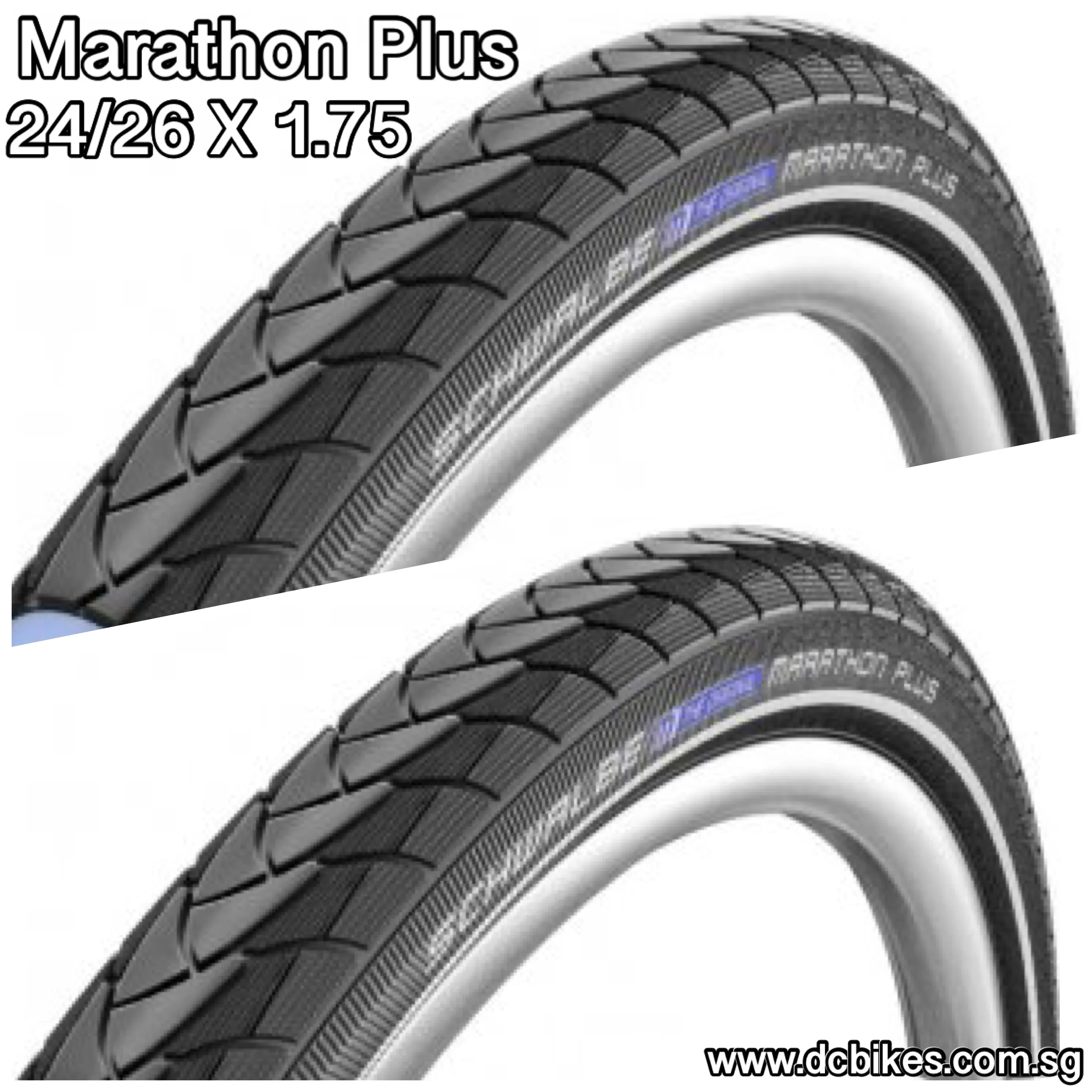 Schwalbe 24 | 26 X 1.75 Marathon Plus Wired Tyres Etrto : 47-507/559 (2 Tires)