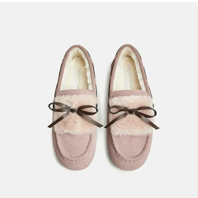Sohiwoo Women Round Toe Muffin Bottom Snow Loafers