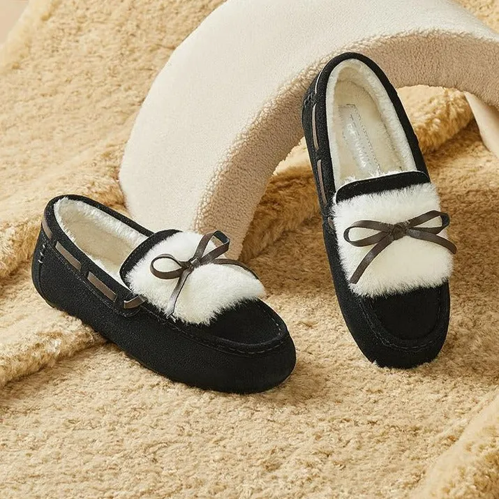 Sohiwoo Women Round Toe Muffin Bottom Snow Loafers