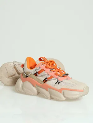 Spectator Chunky Lace Up Sneaker - Beige
