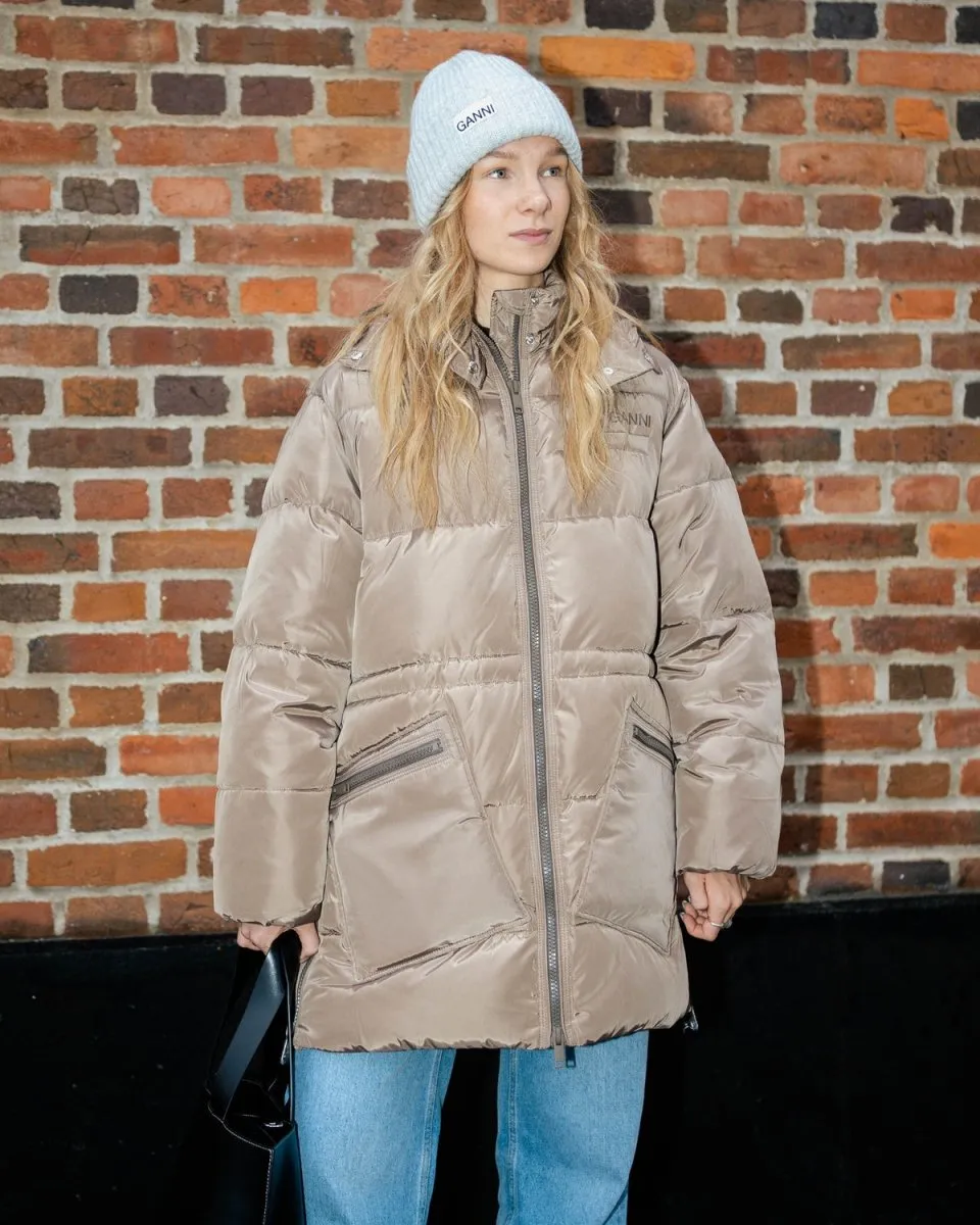 Tech Puffer Oversized Midi Jacket - Fossil