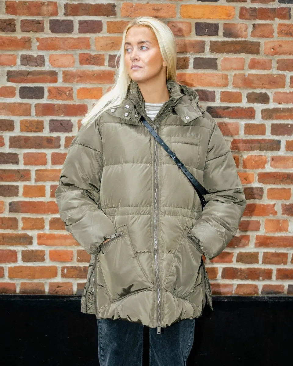 Tech Puffer Oversized Midi Jacket - Kalamata