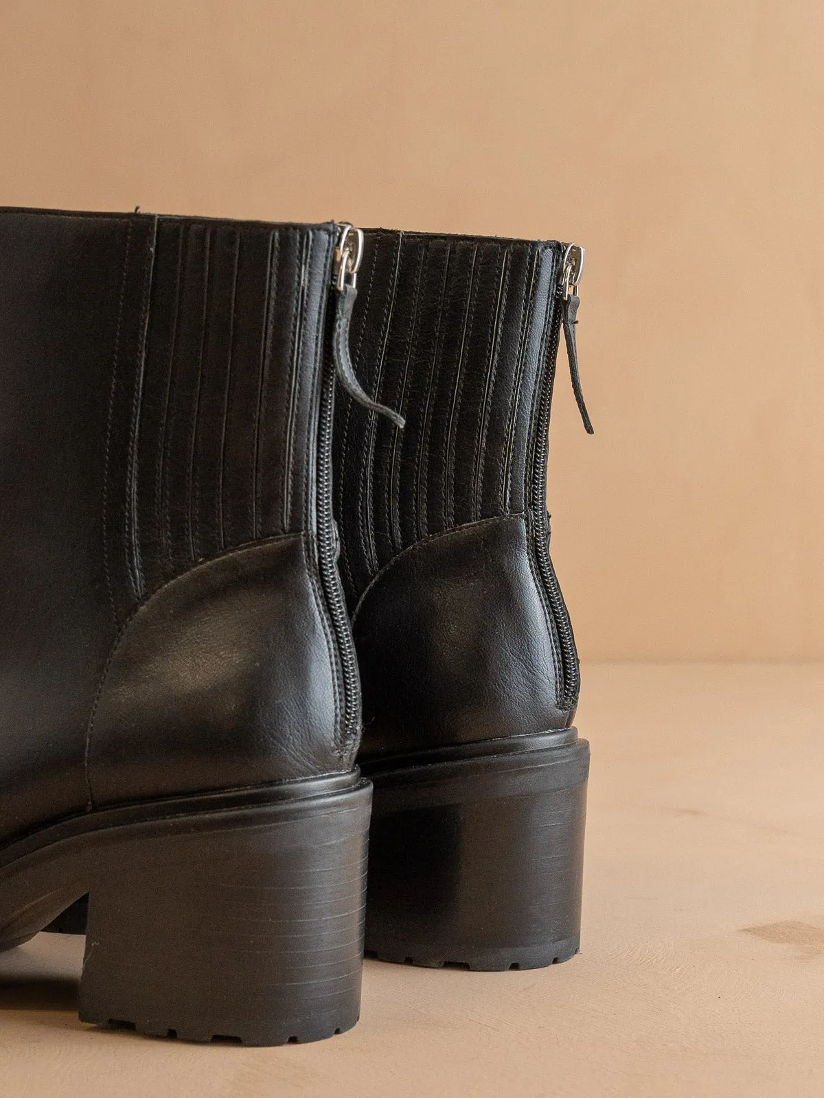 The Megan | Black Lug Chelsea Bootie