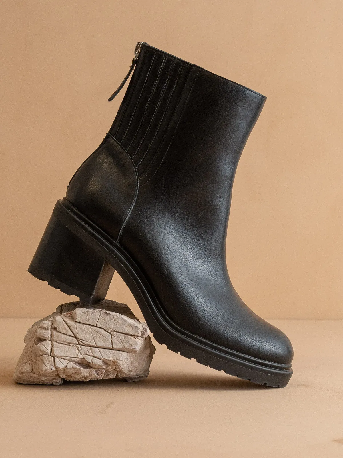 The Megan | Black Lug Chelsea Bootie