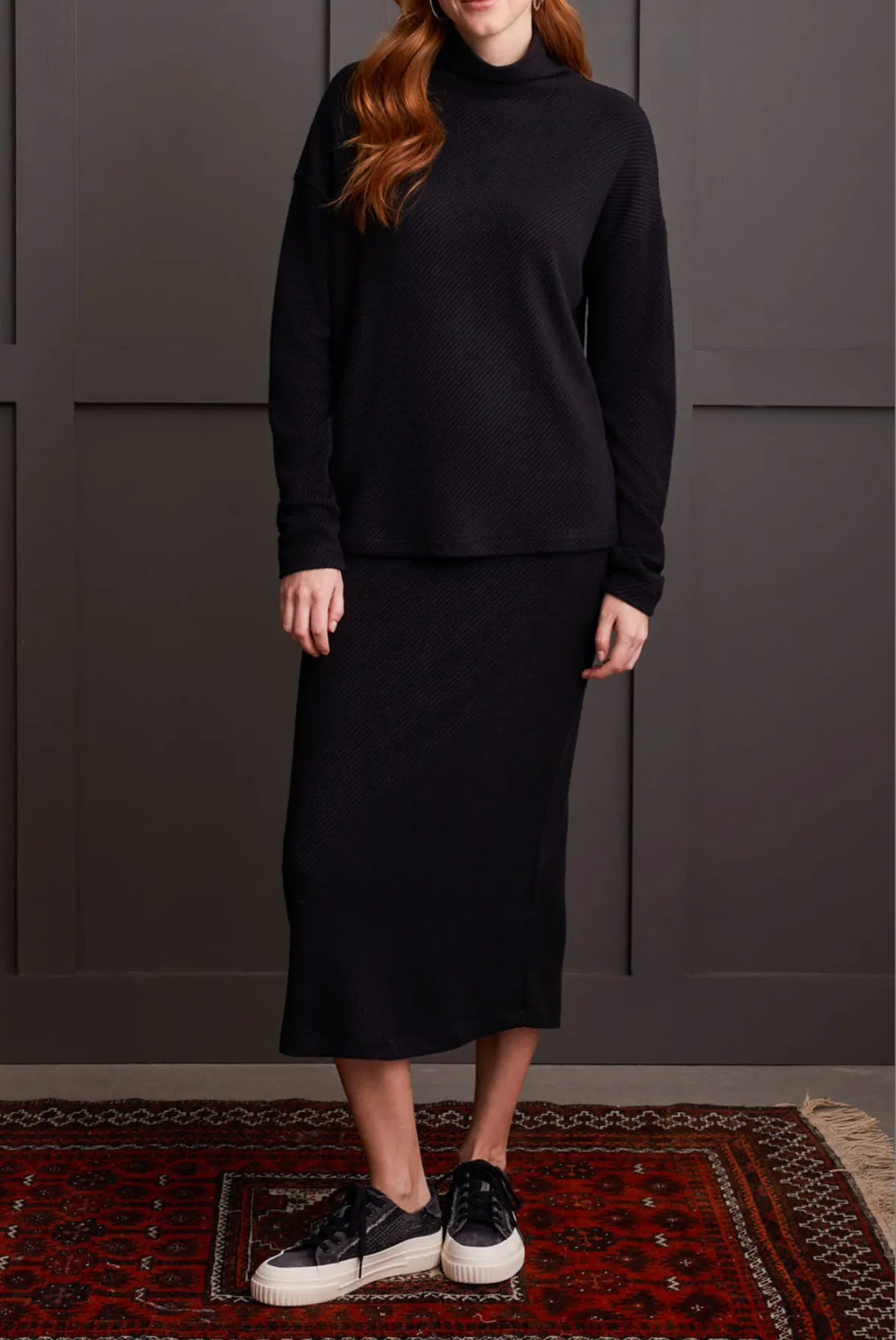 Tribal Loose Fit Funnel Neck