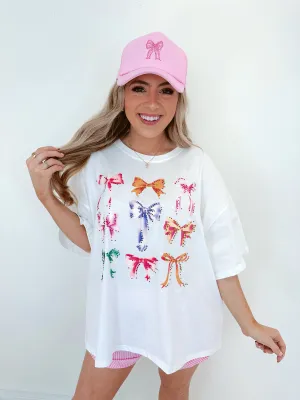 Unhidden Gem Bow Graphic Tee -White