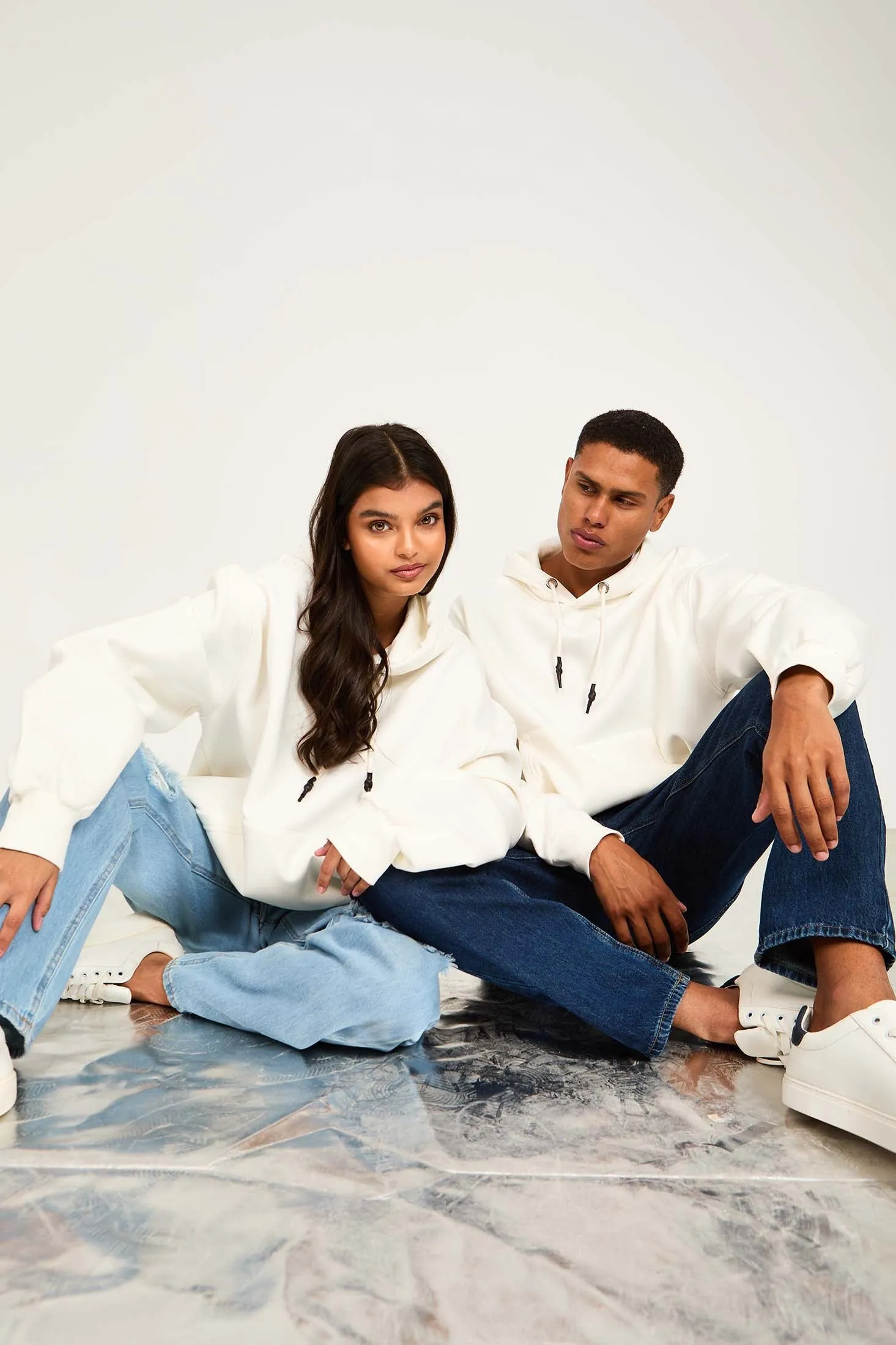 Unisex Sweat Shirt  Loose Fit White