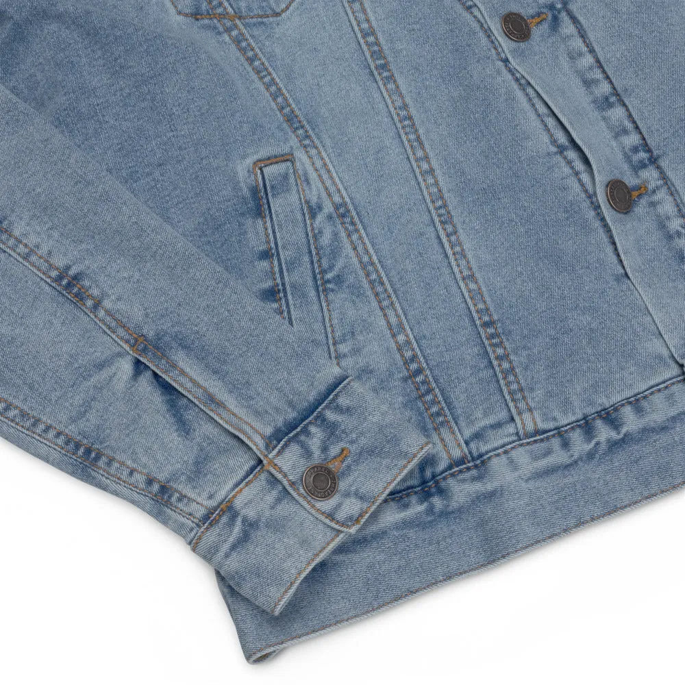 Veste en jean denim Bleu sherpa Brodé - URB1™
