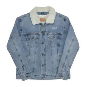 Veste en jean denim Bleu sherpa Brodé - URB1™