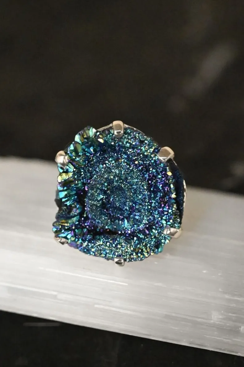 Walking My Truest Path Desert Druzy Rosette Sterling Silver Ring
