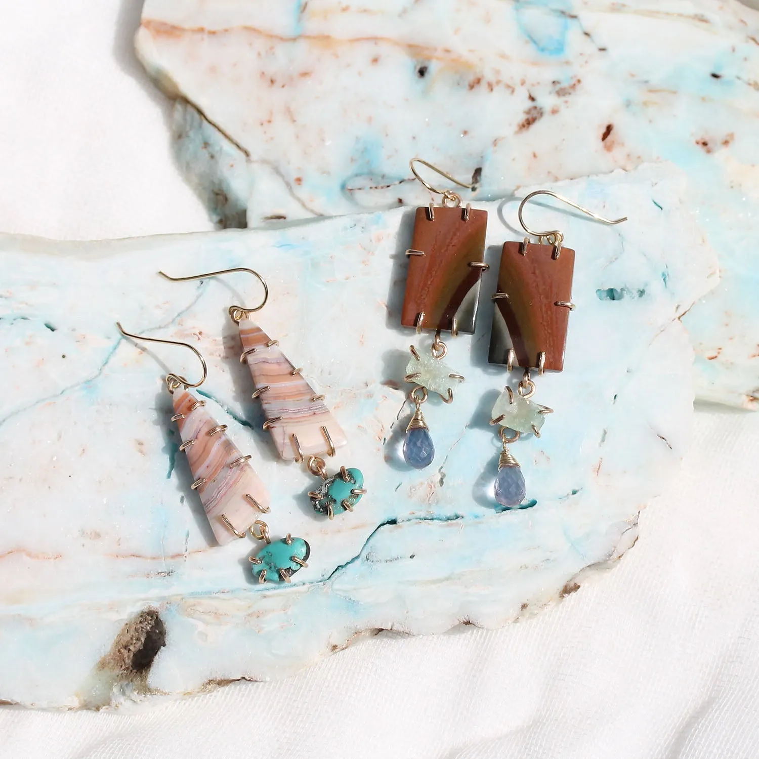 Wave Rhyolite Triple Tier Earrings