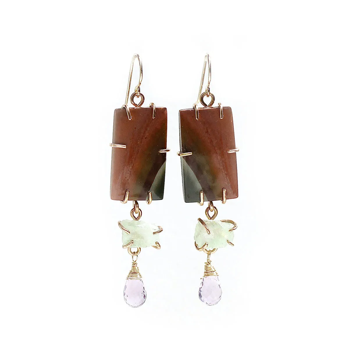 Wave Rhyolite Triple Tier Earrings