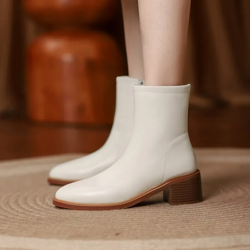 Women Wool Genuine Leather Ankle Boots