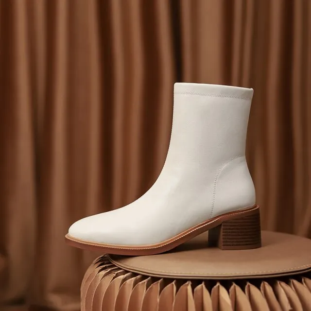Women Wool Genuine Leather Ankle Boots
