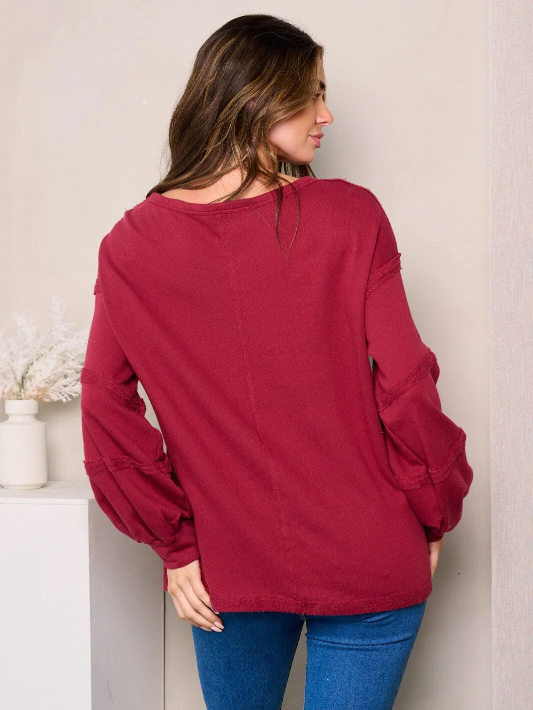 WOMEN'S LONG DETAILED SLEEVES LOOSE FIT TOP