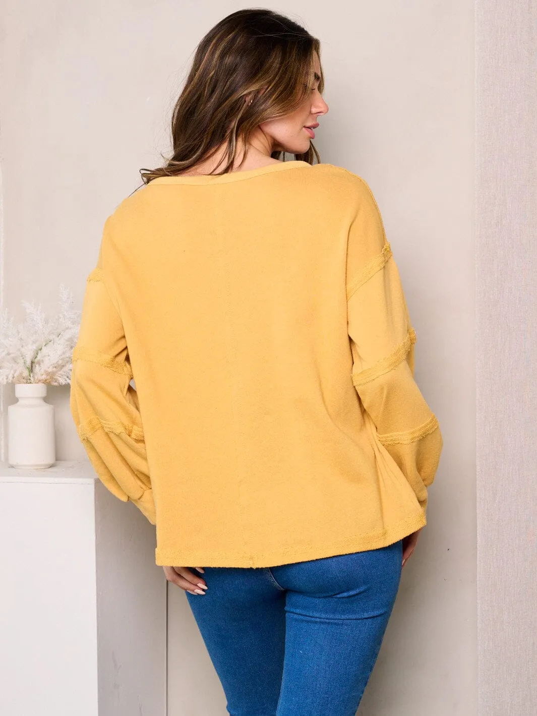 WOMEN'S LONG DETAILED SLEEVES LOOSE FIT TOP