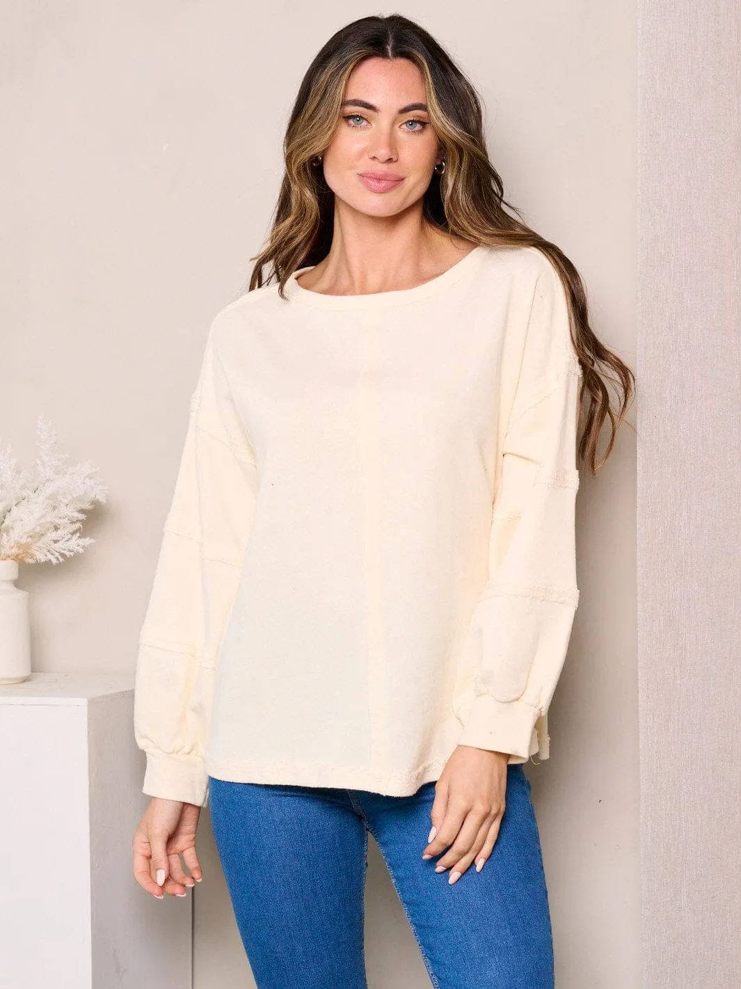 WOMEN'S LONG DETAILED SLEEVES LOOSE FIT TOP
