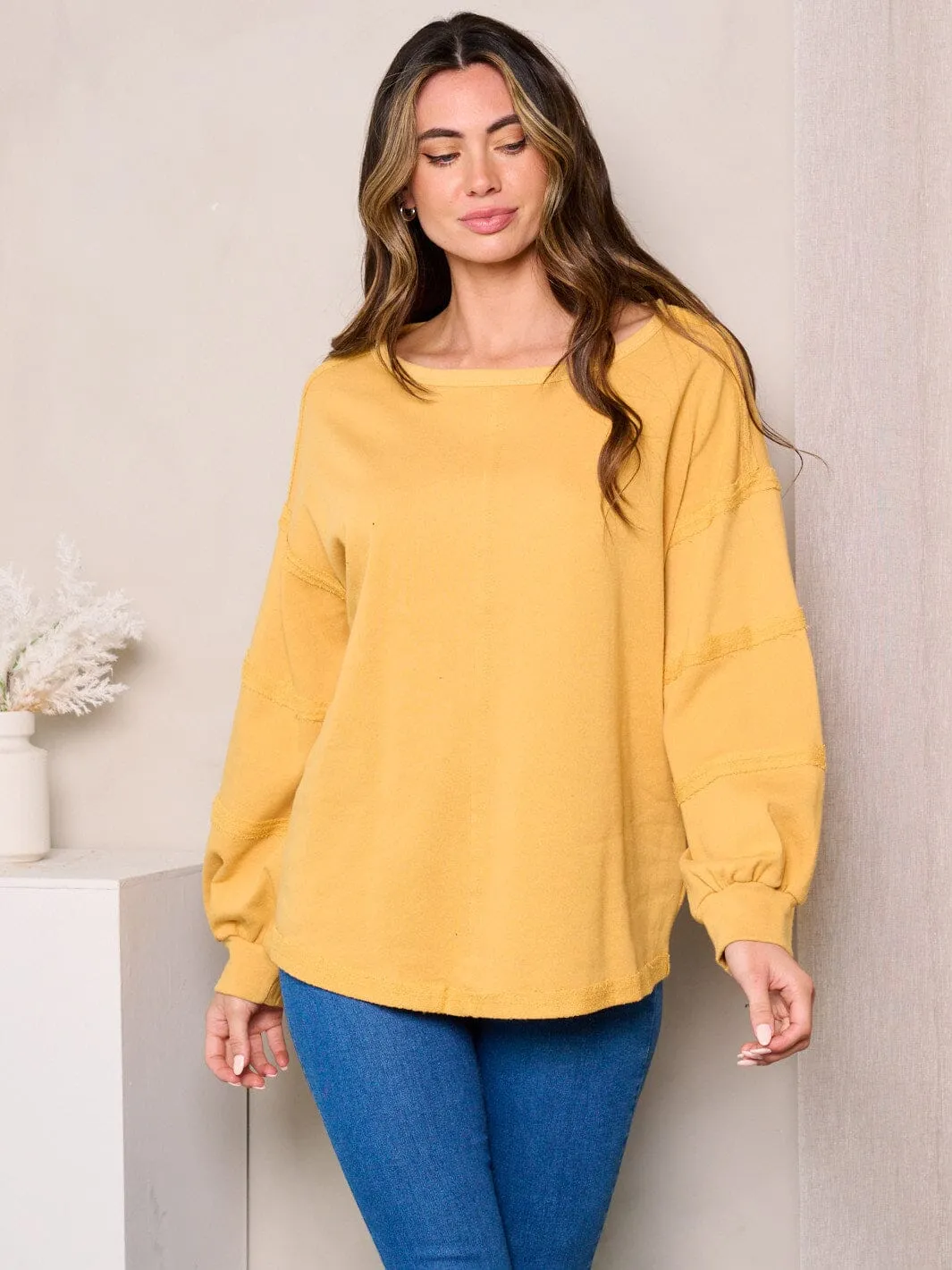 WOMEN'S LONG DETAILED SLEEVES LOOSE FIT TOP