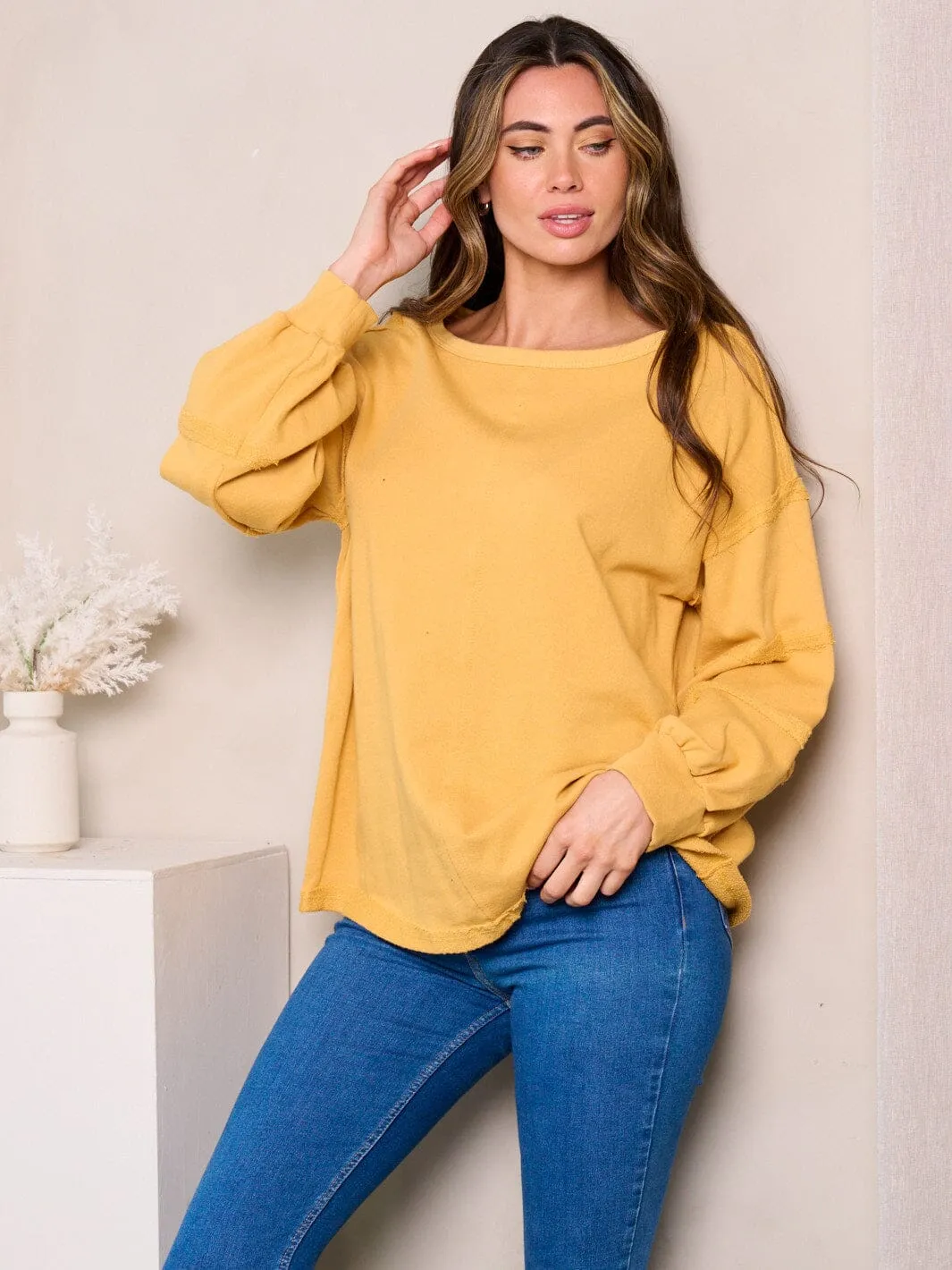 WOMEN'S LONG DETAILED SLEEVES LOOSE FIT TOP