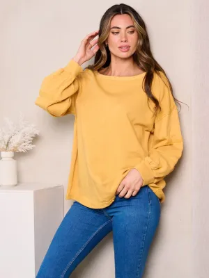 WOMEN'S LONG DETAILED SLEEVES LOOSE FIT TOP