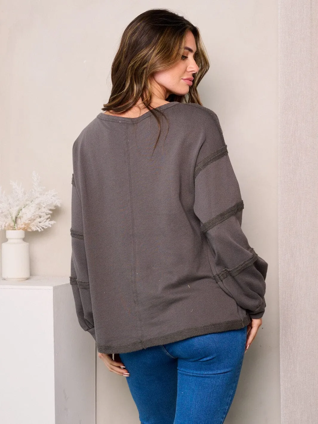 WOMEN'S LONG DETAILED SLEEVES LOOSE FIT TOP