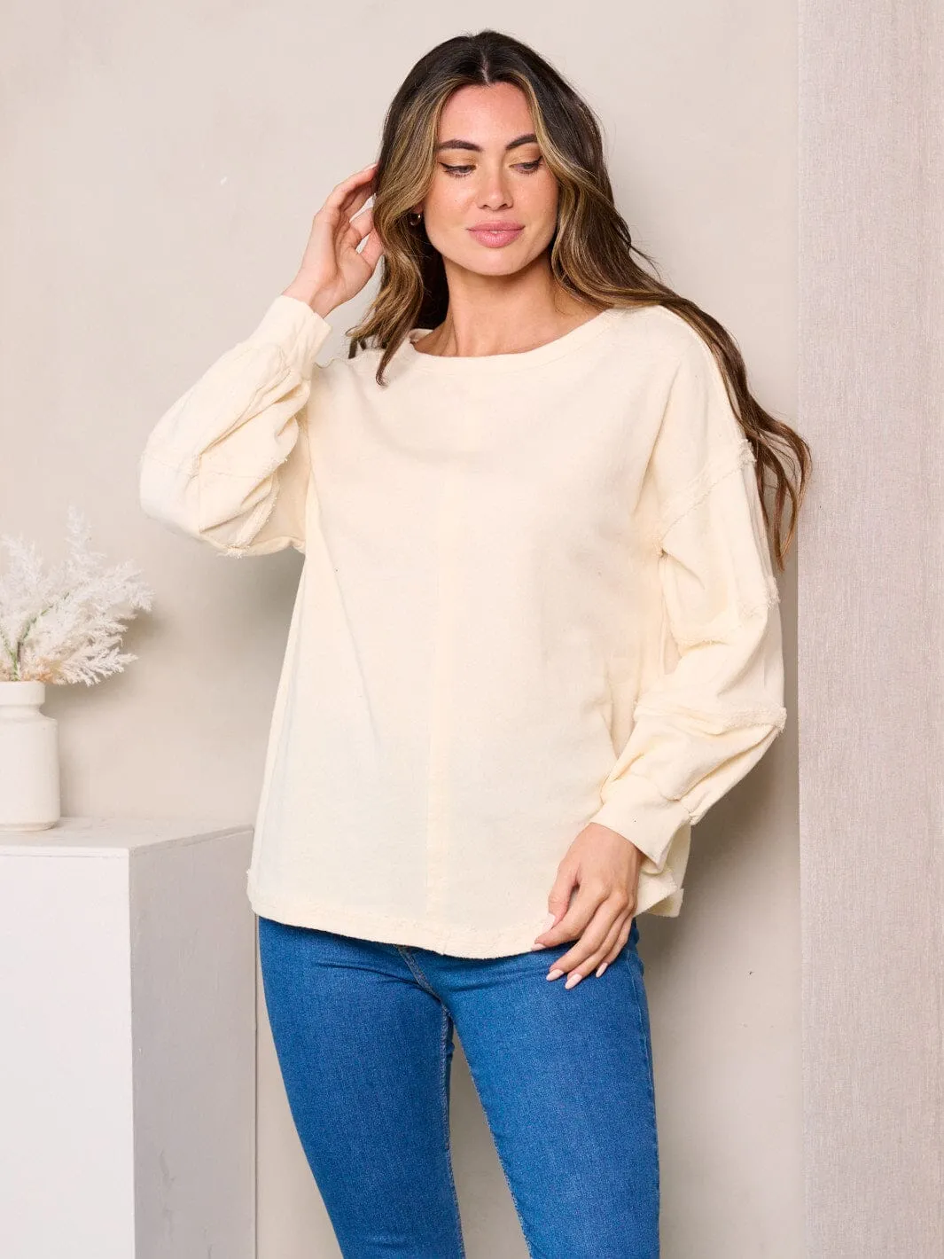 WOMEN'S LONG DETAILED SLEEVES LOOSE FIT TOP