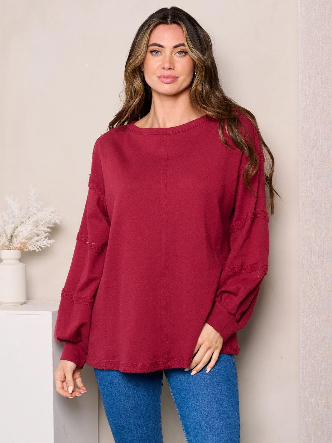 WOMEN'S LONG DETAILED SLEEVES LOOSE FIT TOP