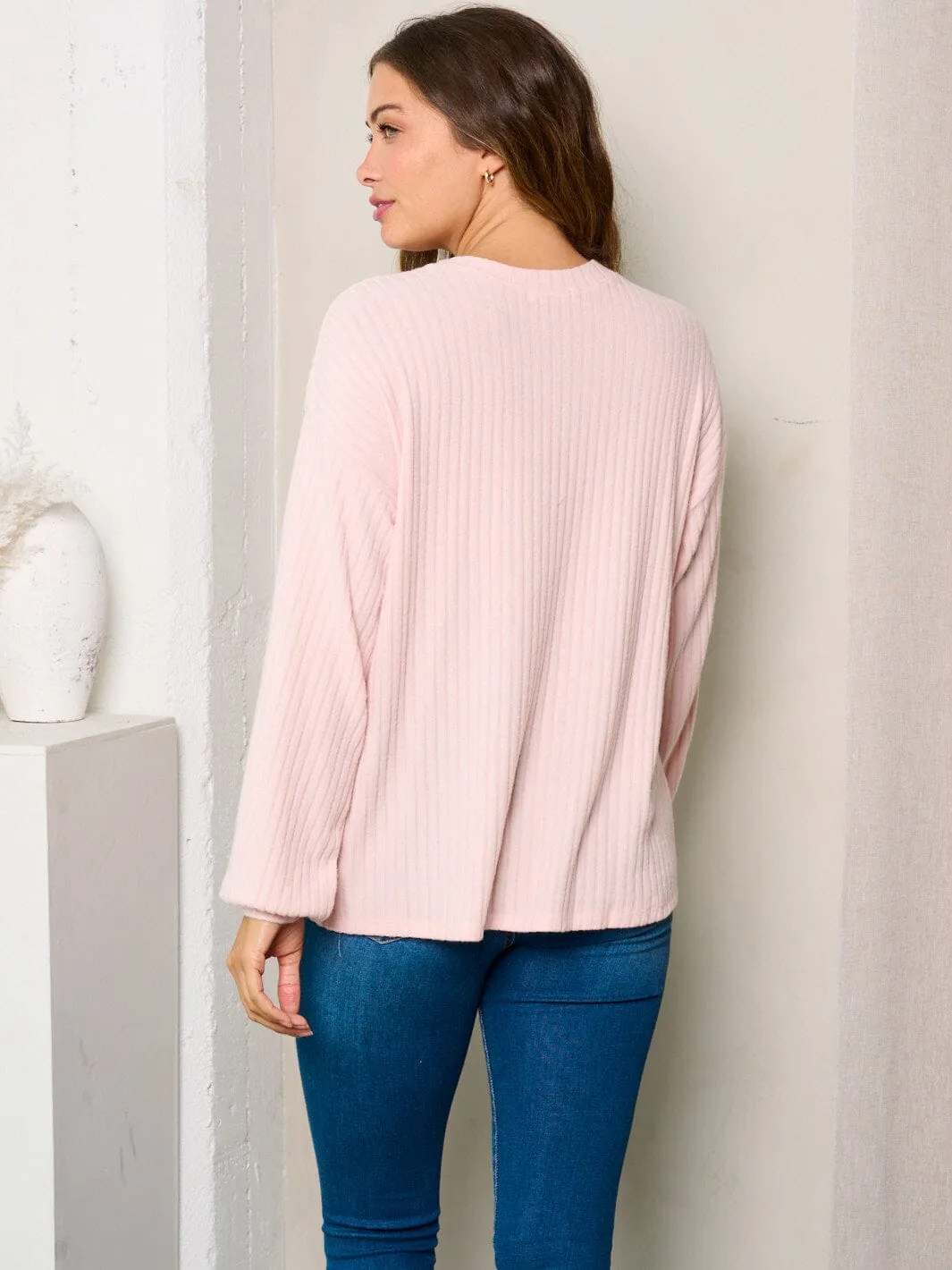 WOMEN'S LONG SLEEVES RIBBED TOP