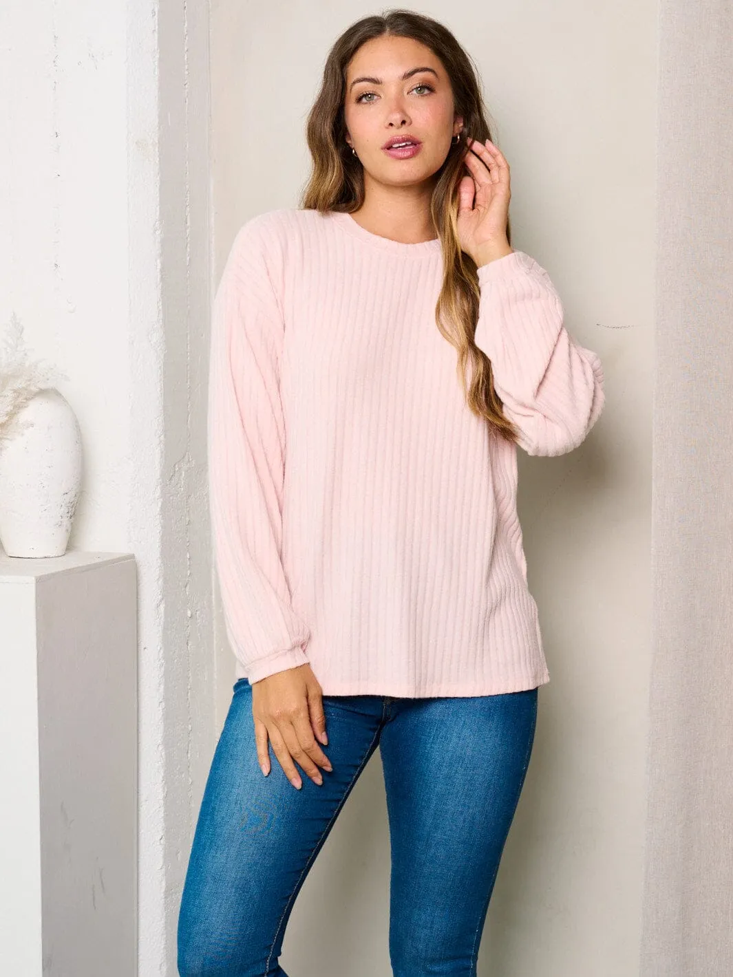 WOMEN'S LONG SLEEVES RIBBED TOP