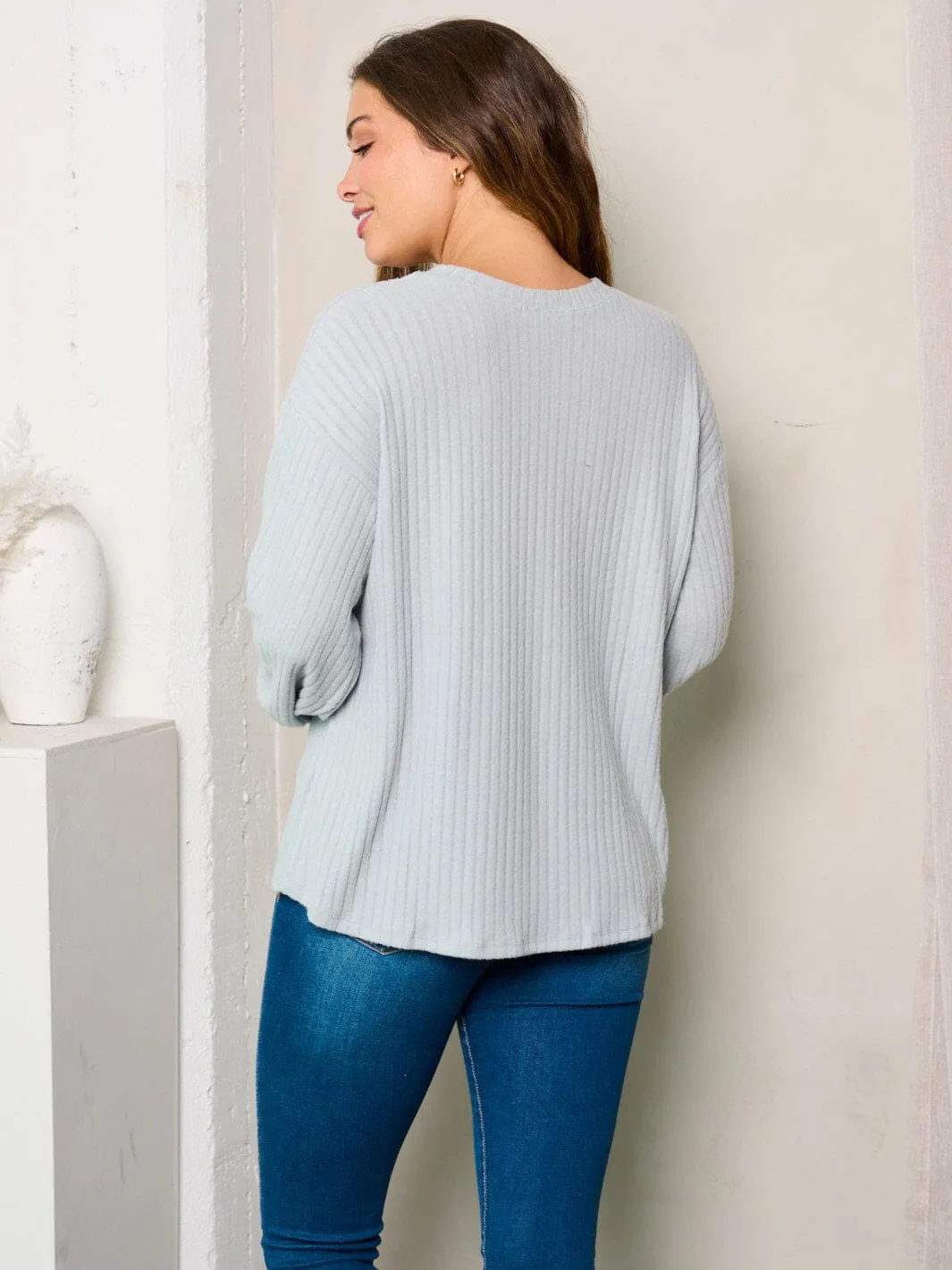 WOMEN'S LONG SLEEVES RIBBED TOP