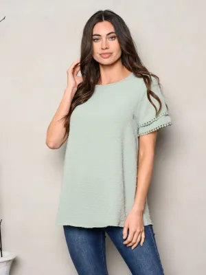 WOMEN'S SHORT SLEEVE SWISS DOTS TUNIC TOP